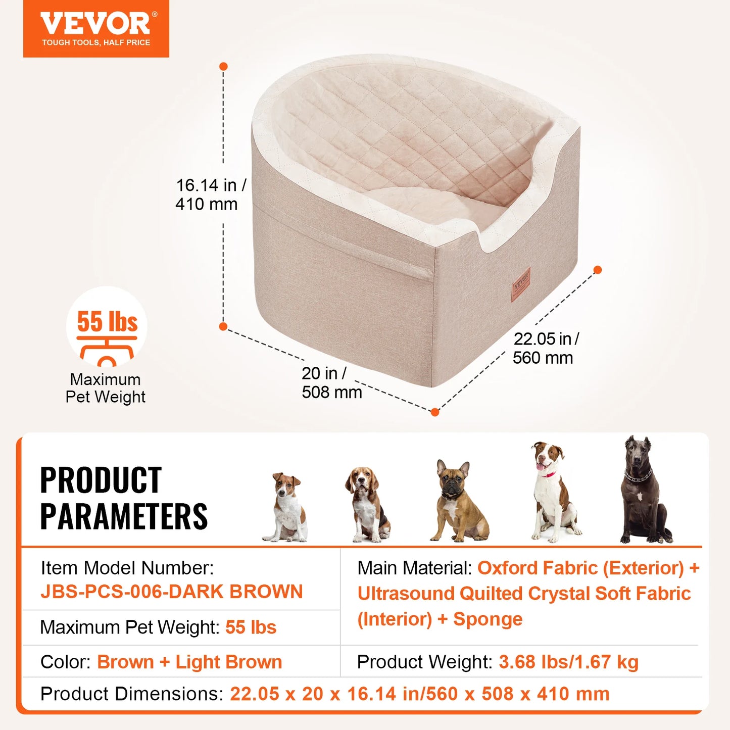 A Waterproof dog car seat with Clip on Safety Leash