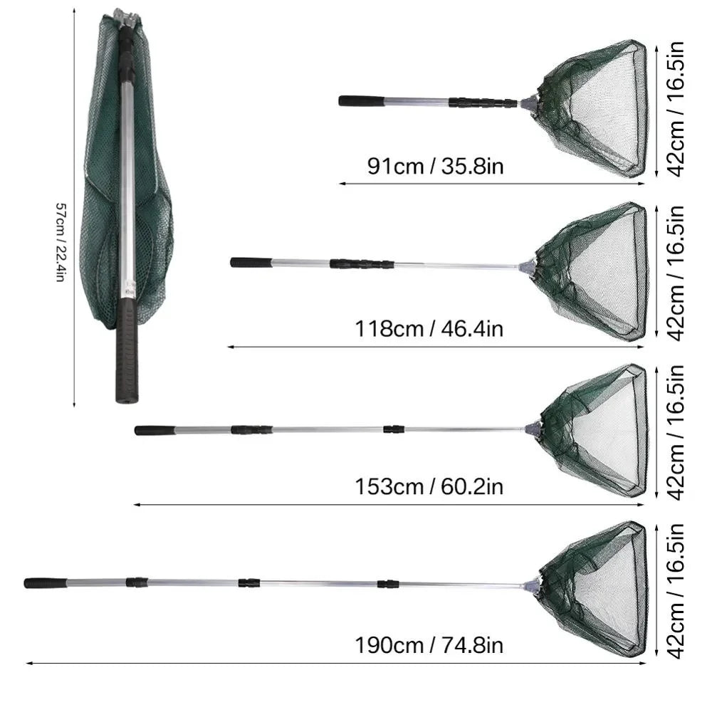 Telescopic Folding Fishing Landing Net
190CM Pole Collapsible Extensible Aluminum long Handle For Bird Fish Catch Aquarium Ponds
