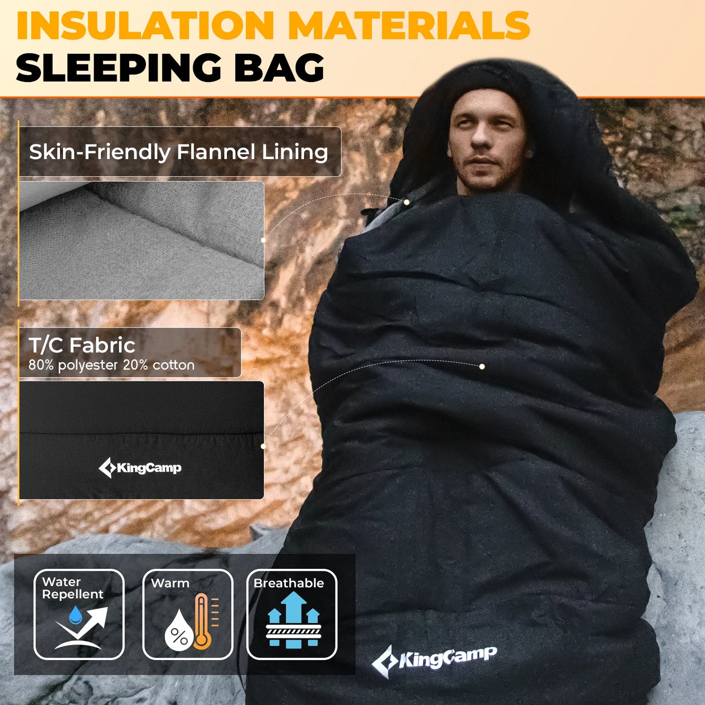 3-in-1 Envelope Hooded Sleeping Bag