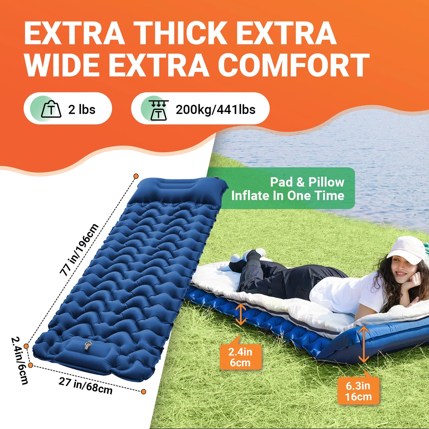 Self Inflating Sleeping Pad with Foot Pump