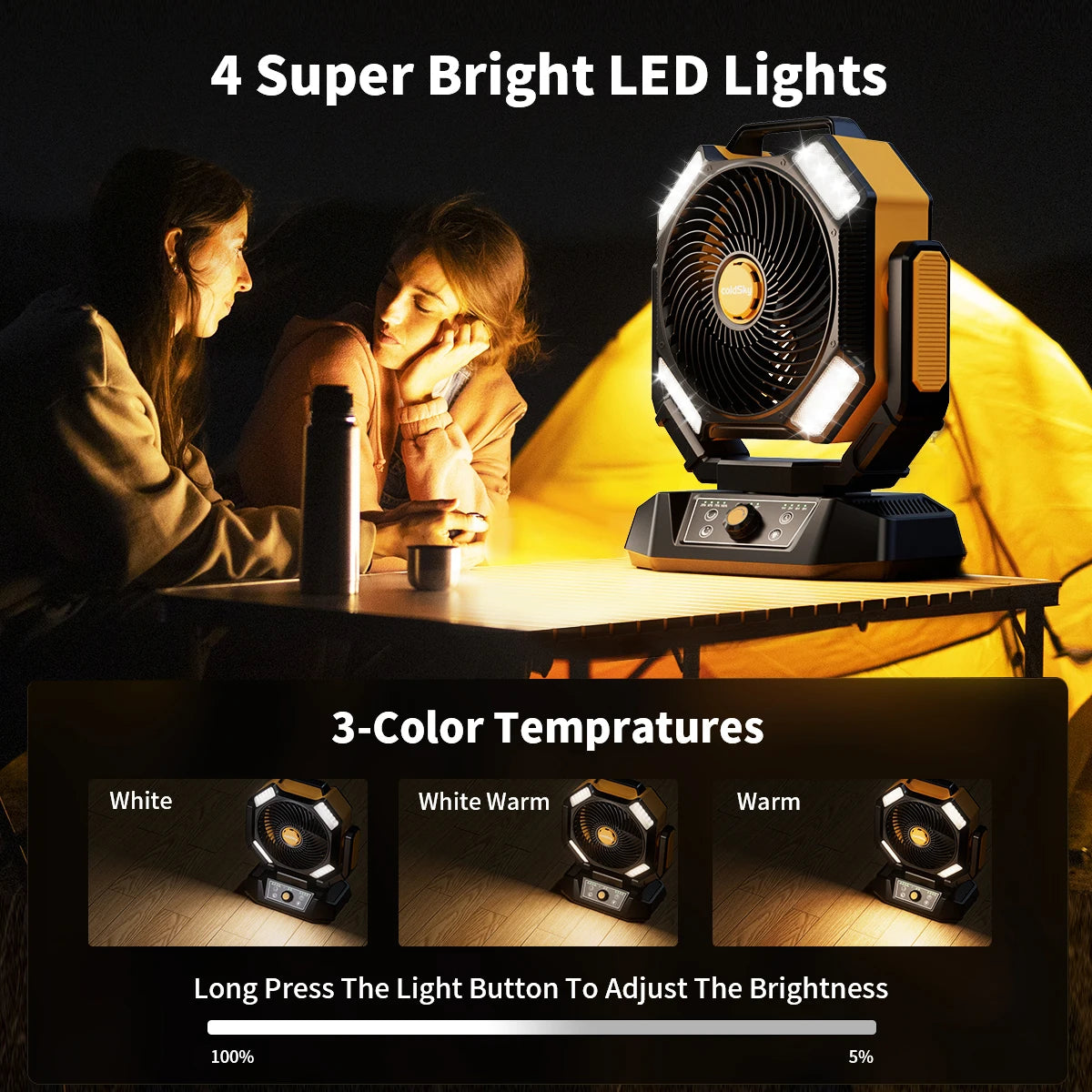 Portable Battery-Operated Camping Fan