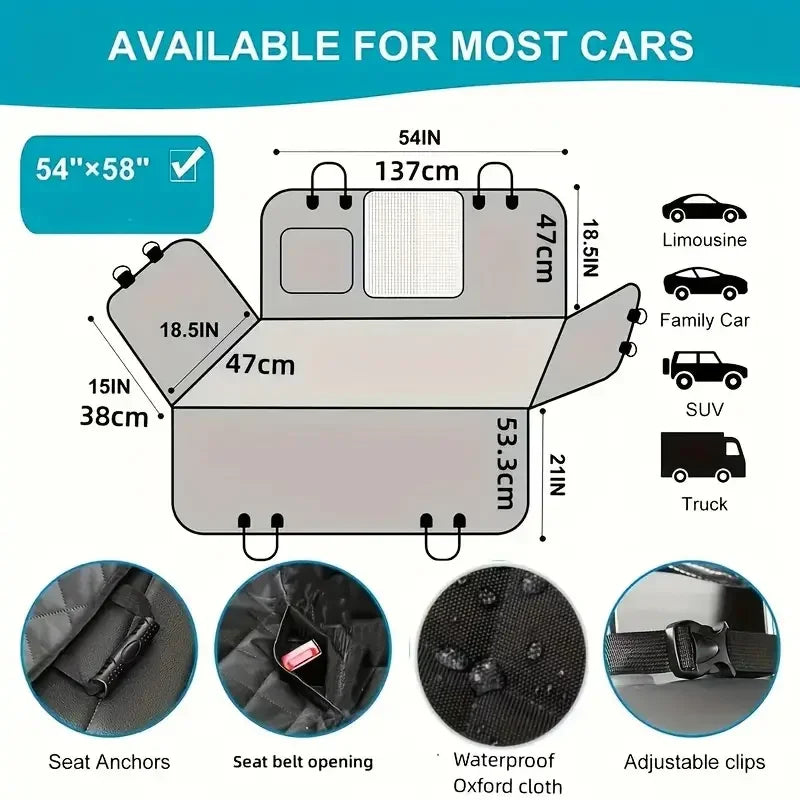 A Nonslip Clip-on Back Seat Cover for pets