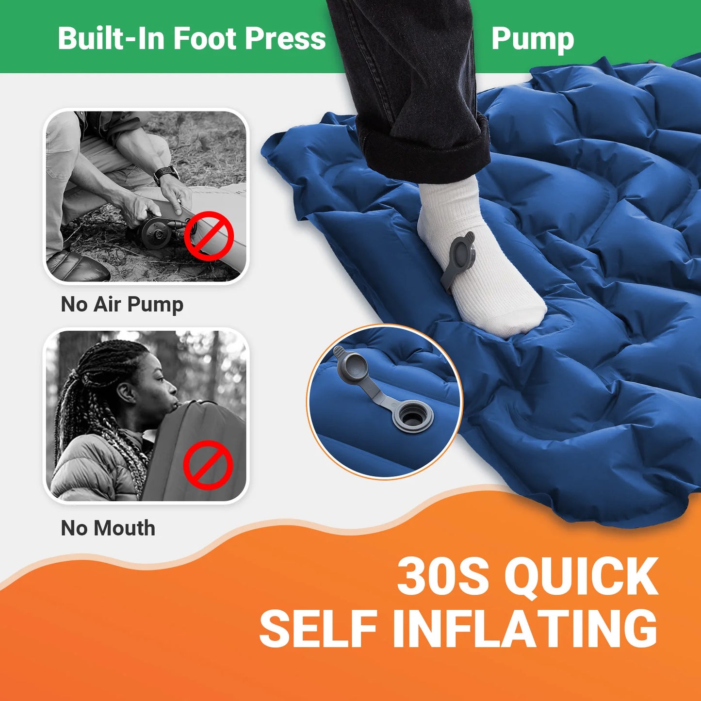 Self Inflating Sleeping Pad with Foot Pump