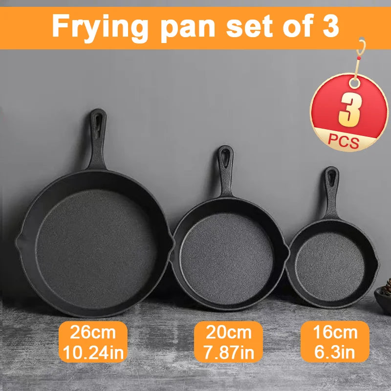 3-piece cast iron cookware set