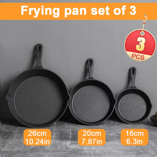 3-piece cast iron cookware set