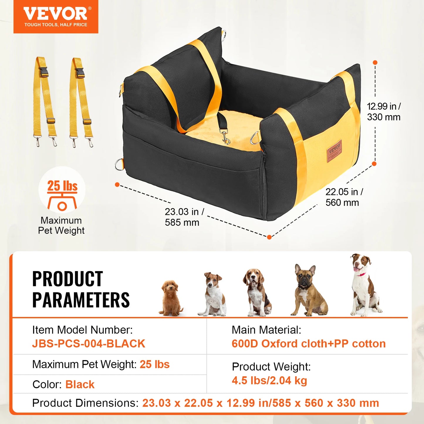 A Waterproof dog car seat with Clip on Safety Leash