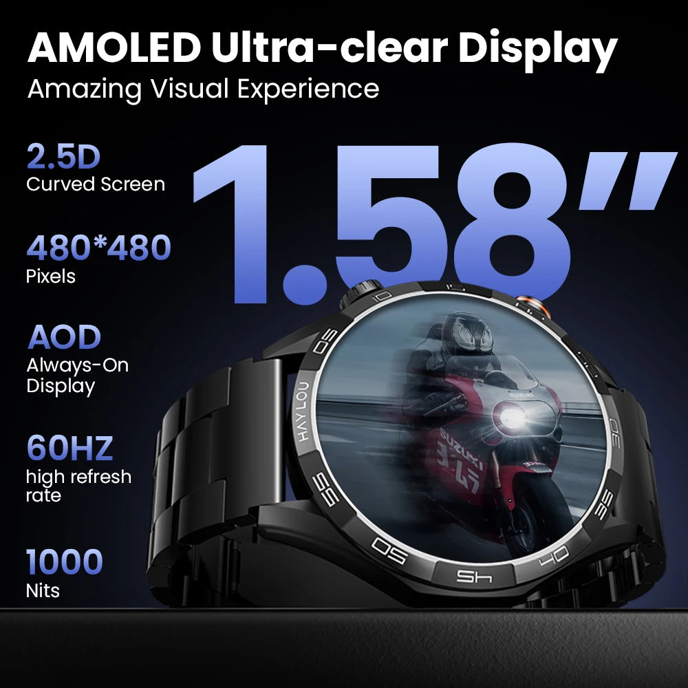 Solar Sports Smartwatch 

1.58'' AMOLED Display 60Hz Smart Watch 24H Health Monitoring  Smartwatch for Men