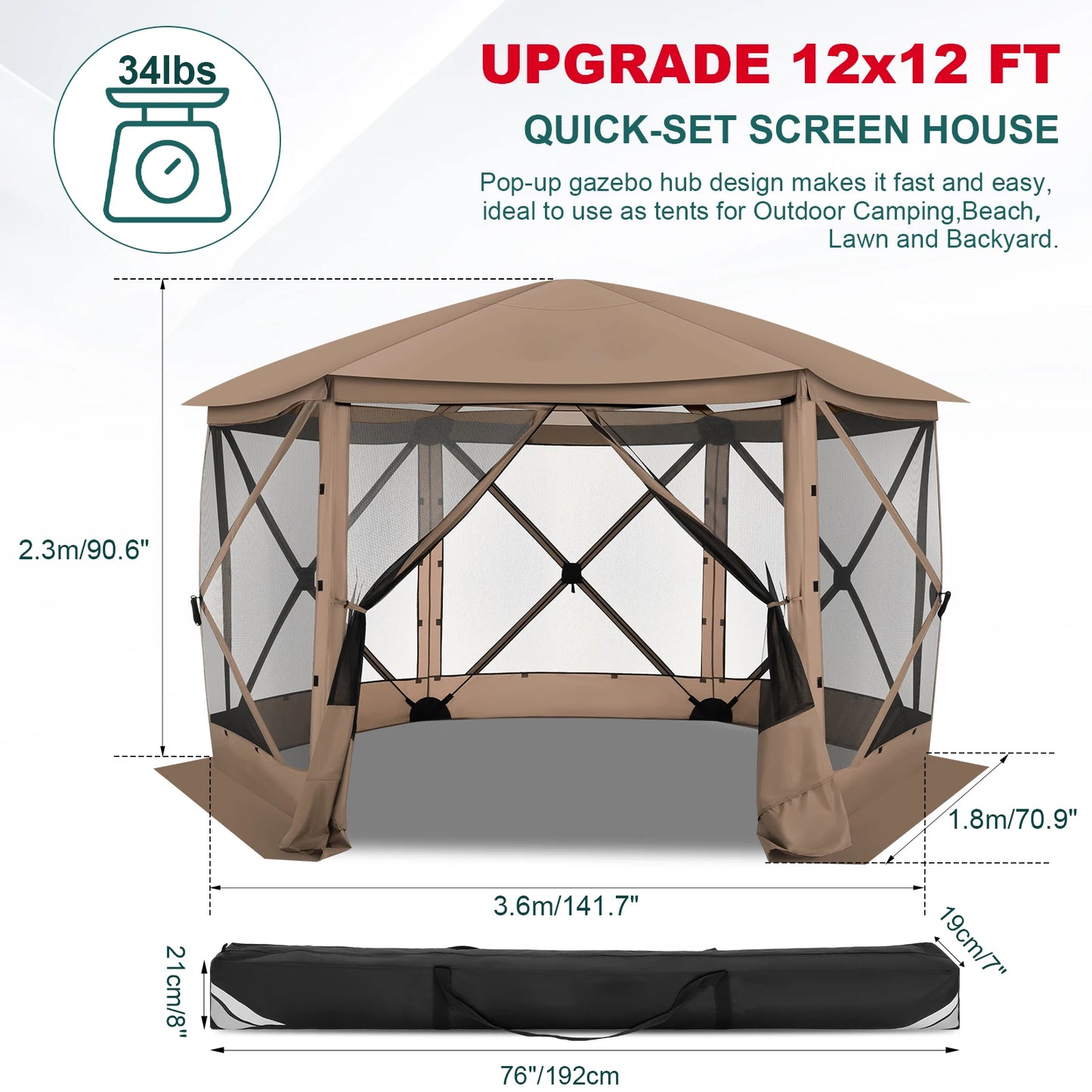Pop up Gazebo Screen Tent for Camping