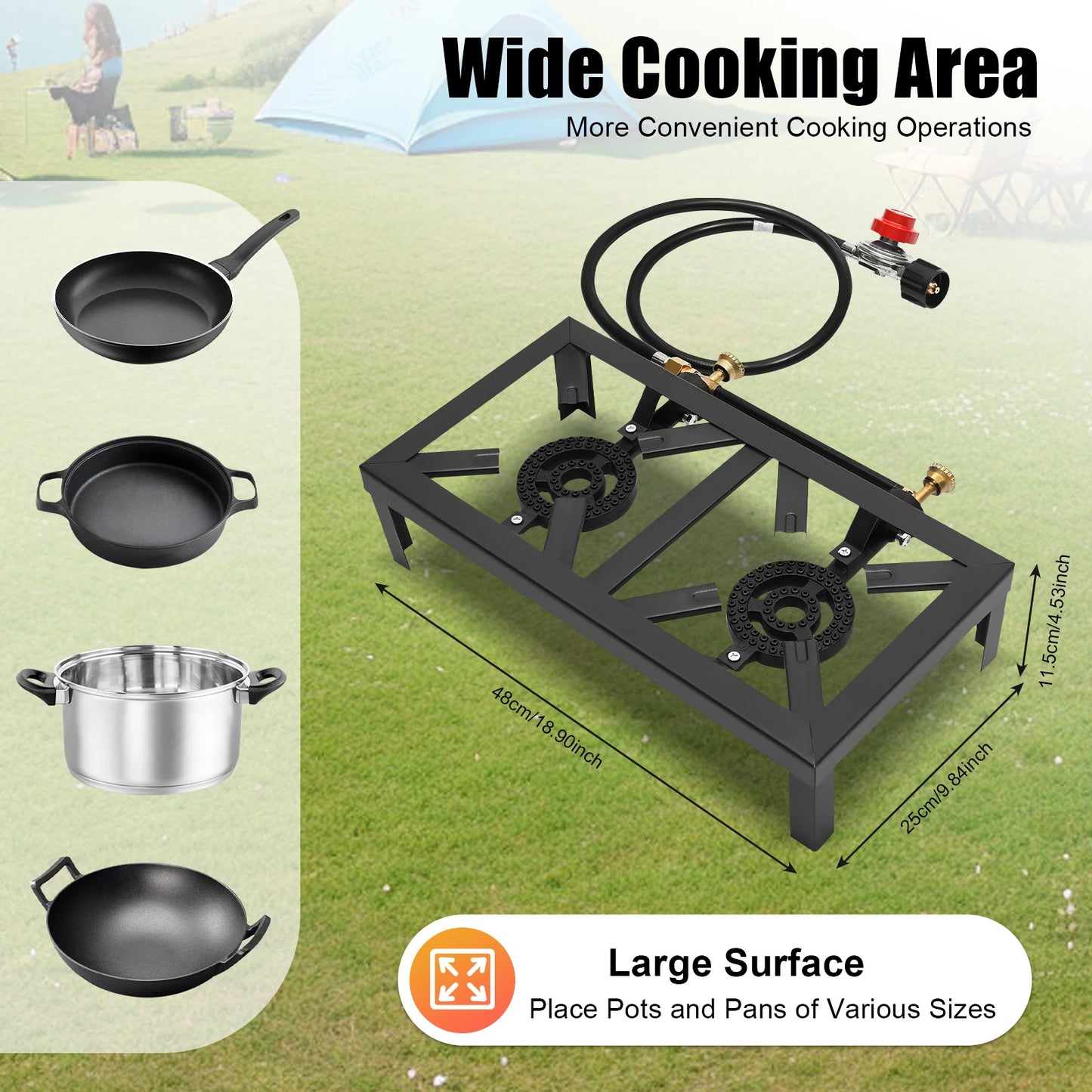 Double Burner Gas Camping  Stove