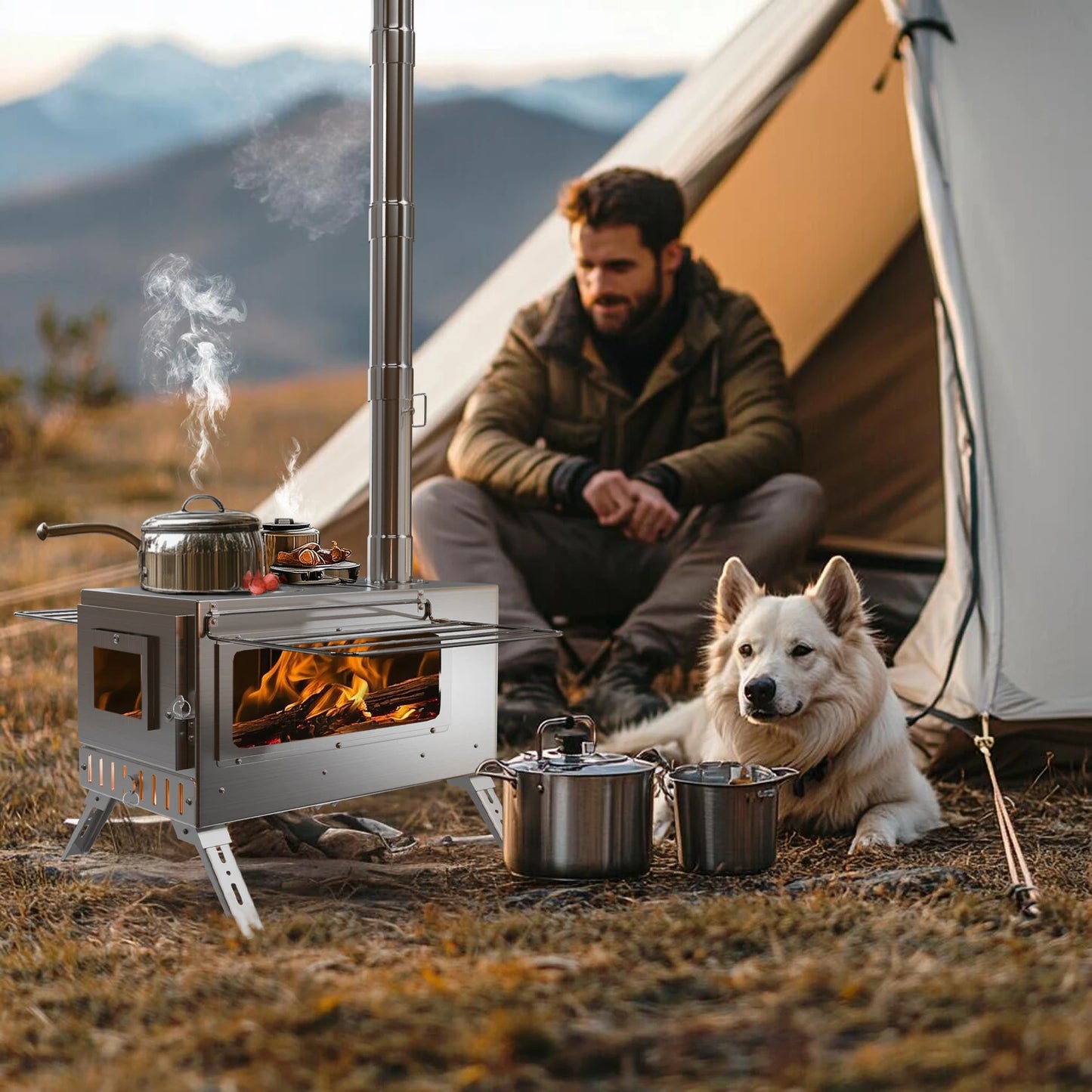 Portable Camping Tent Wood Stove