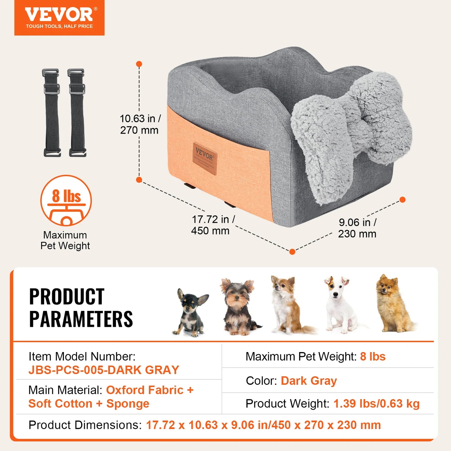 A Waterproof dog car seat with Clip on Safety Leash