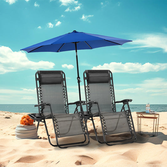 Set of 2 Portable Recliner Camping Chair

Patio Outdoor Garden Lounge Chair with Cup Holder Trays Adjustable Pillow
