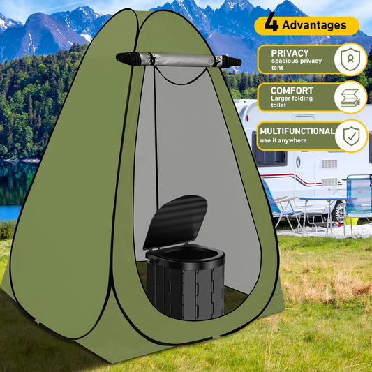 Camping Portable Toilet with Privacy Tent