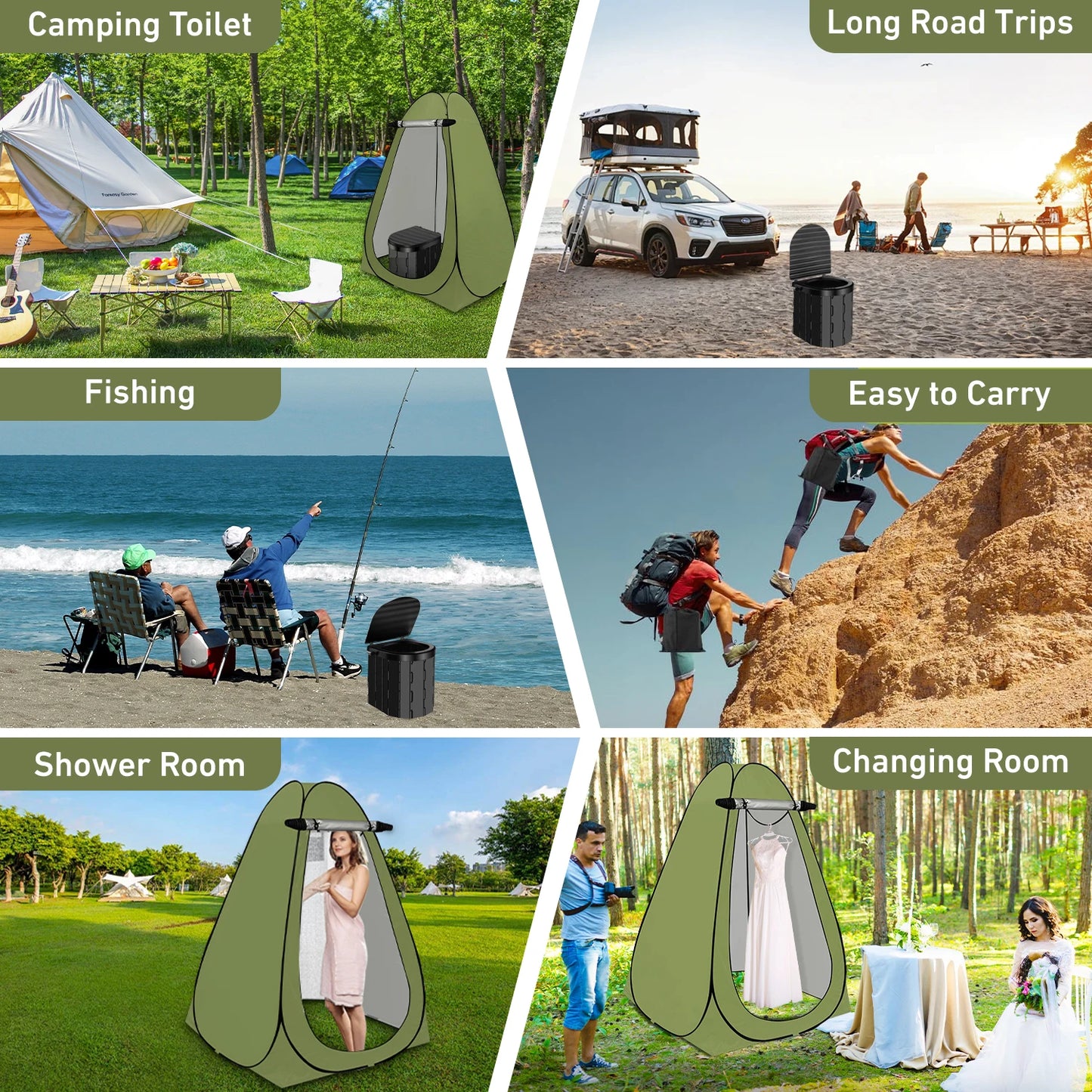 Camping Portable Toilet with Privacy Tent