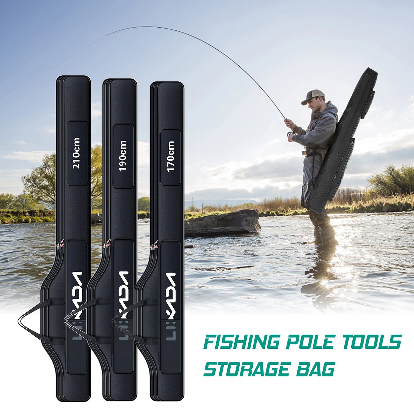 Oxford Cloth Folding Fishing Rod Reel Bag