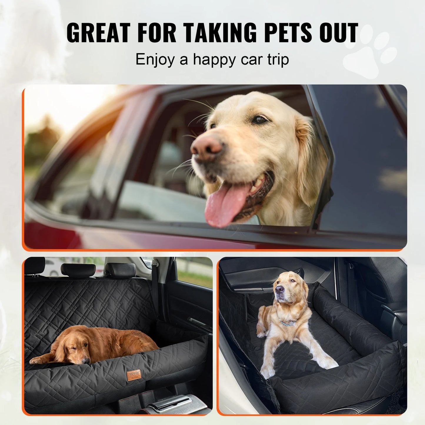 A Waterproof dog car seat with Clip on Safety Leash