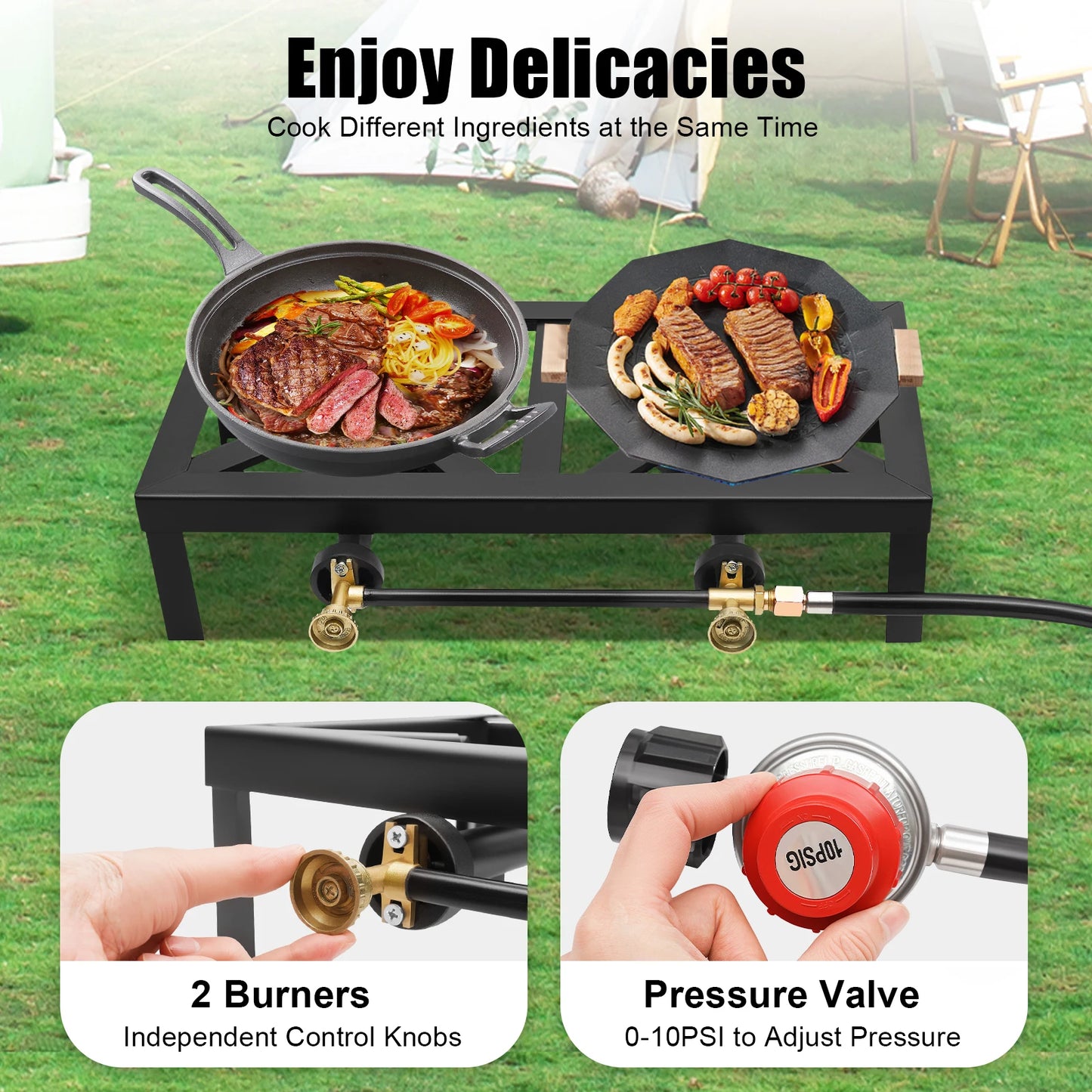 Double Burner Gas Camping  Stove