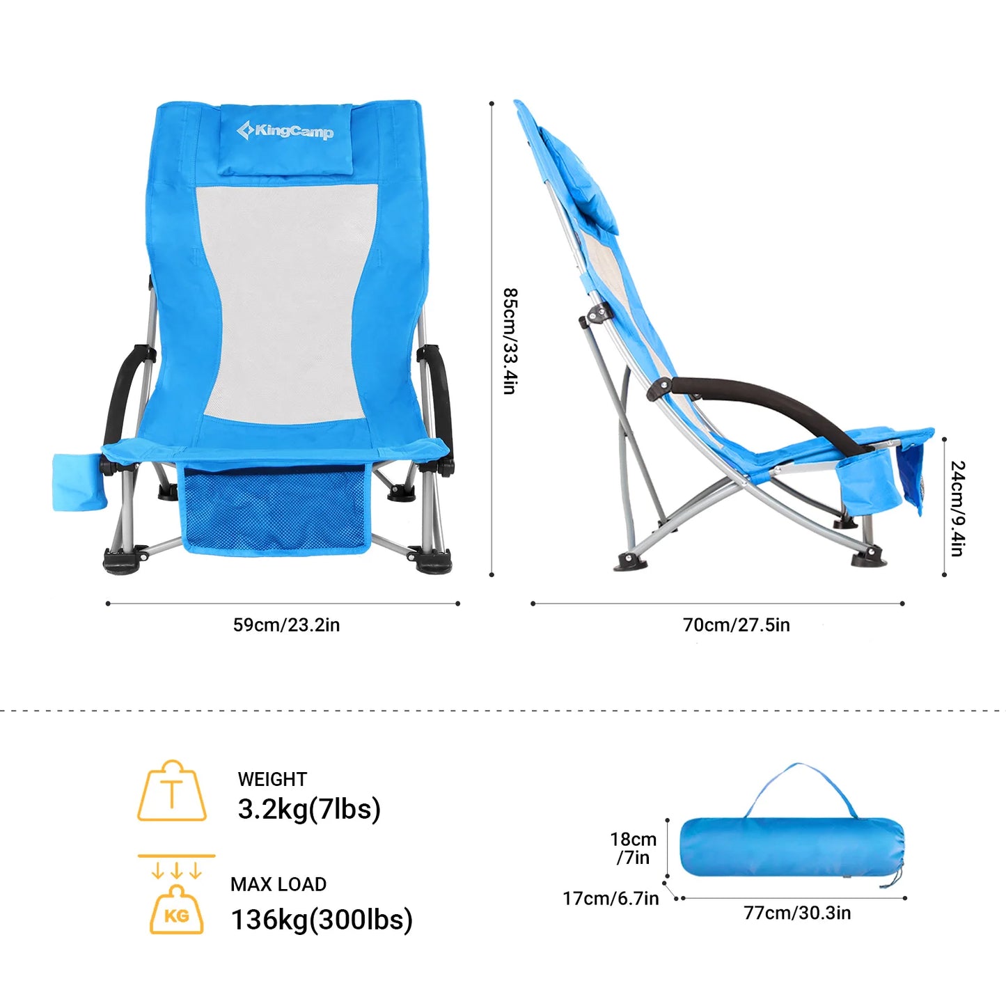 High Back Beach Chair

 Backpack Chair, Camping BBQ Beach Travel Picnic with Padded Armrests with Cup Holder, Portable