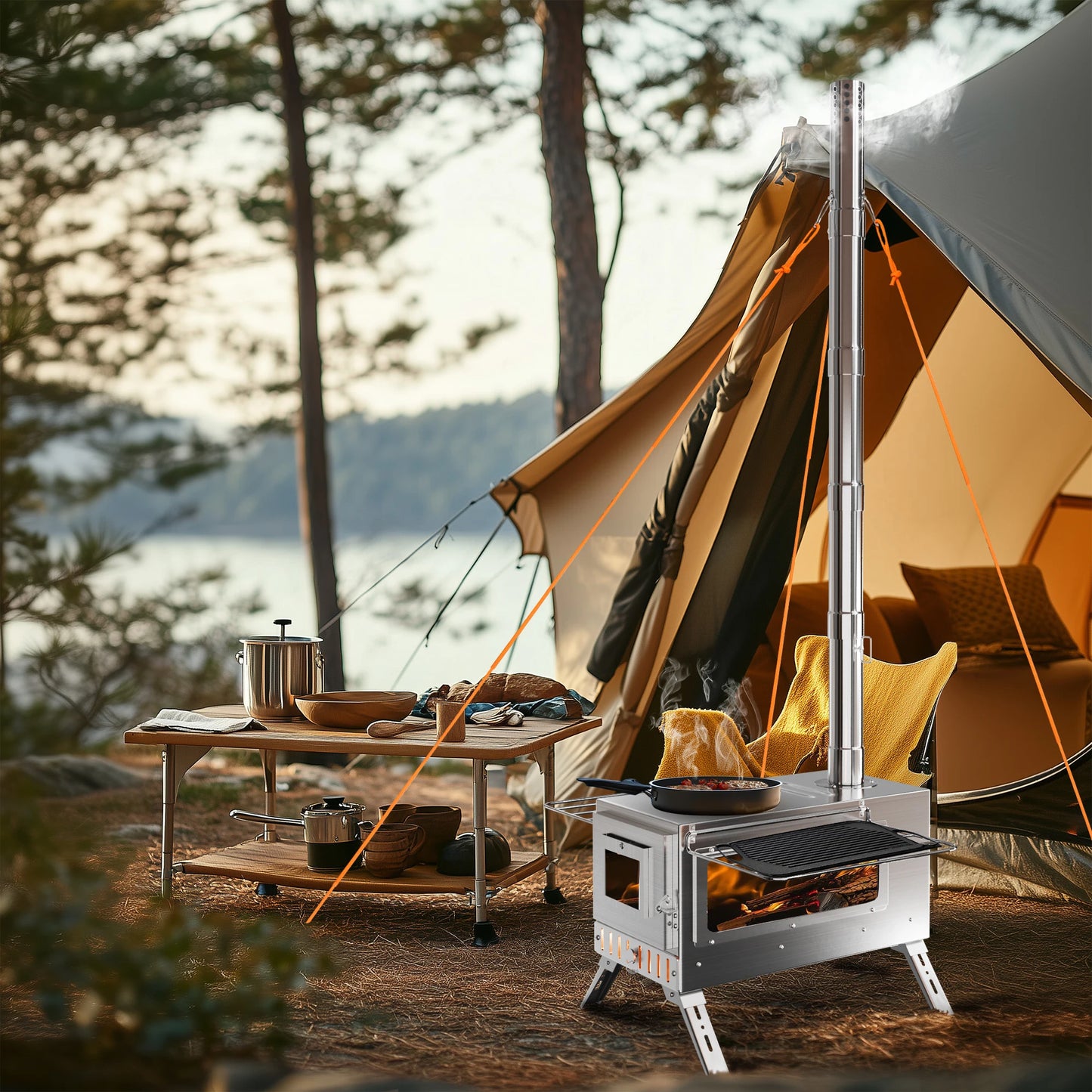 Portable Camping Tent Wood Stove