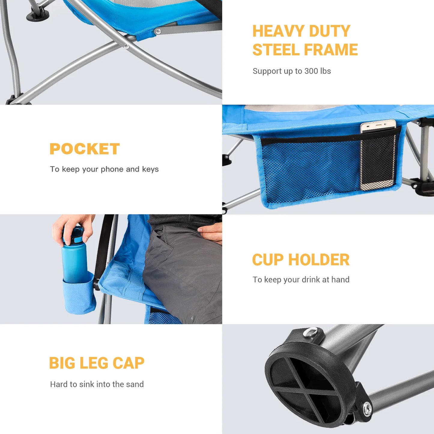 High Back Beach Chair

 Backpack Chair, Camping BBQ Beach Travel Picnic with Padded Armrests with Cup Holder, Portable
