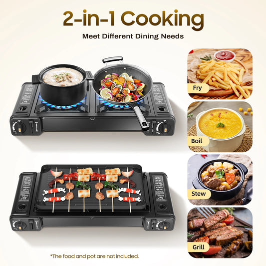 2-Burner Portable Camping Stove
