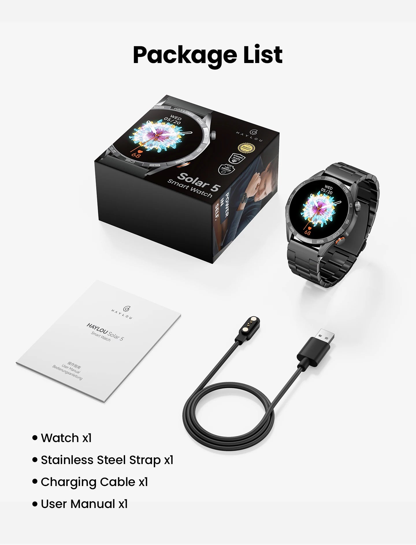 Solar Sports Smartwatch 

1.58'' AMOLED Display 60Hz Smart Watch 24H Health Monitoring  Smartwatch for Men